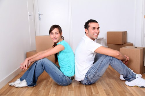 Packed boxes and moving supplies prepared for Hadleywood removals