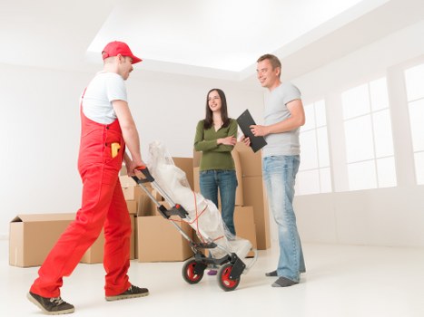 Securely packed boxes and household items for a small move
